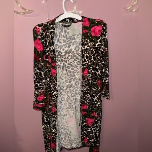 Leopard and Rose Print Women's Robe